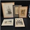 Image 1 : Group of 5 assorted framed paintings - includes H.M.S victory ship painting (approx 12" x 15")