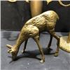 Image 2 : Group of assorted brass decor - includes Herons figurine / deer figurine / brass catholic cross etc
