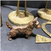 Image 3 : Group of assorted brass decor - includes Herons figurine / deer figurine / brass catholic cross etc