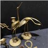 Image 4 : Group of assorted brass decor - includes Herons figurine / deer figurine / brass catholic cross etc