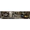 Image 1 : Shelf lot of assorted misc items - includes Salton stainless steel kettle / glass decanters / Italia