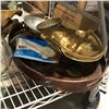 Image 2 : Shelf lot of assorted misc items - includes Salton stainless steel kettle / glass decanters / Italia