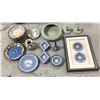 Image 1 : Large group of assorted Wedgwood - includes green & blue plates / 2 plates in frame / 11 serving pla