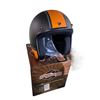 Image 1 : WSB Inc. "Sick Lid" Biker Helmet w/ Visor (Open Face / Black & Harley Orange) (Size XXS)