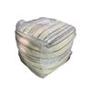 Image 4 : Style In Form "Barcelona Stripe Pouf" - White w/ Black Stripe - 20.5x20.5x20"