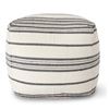 Image 1 : Style In Form "Barcelona Stripe Pouf" - White w/ Black Stripe - 20.5x20.5x20"