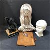 Image 1 : Group of 4 - includes Inuit black mini sculpture for House league Tennis / First Nations tribe leade