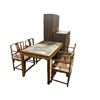 Image 1 : Group lot - Asian Style Walnut Table w/ Marble inlayed top (54x32x31") - Walnut Chairs - x2 Walnut d