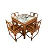 Image 1 : Group lot - Asian style Walnut table w/ marble inlayed top (36x36x31") - x4 Matching walnut chairs