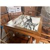 Image 3 : Group lot - Asian style Walnut table w/ marble inlayed top (36x36x31") - x4 Matching walnut chairs