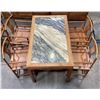 Image 1 : Asian Style Walnut Table w/ Marble inlayed top (54x32x31") & 4 Walnut Chairs