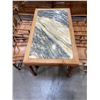 Image 2 : Asian Style Walnut Table w/ Marble inlayed top (54x32x31") & 4 Walnut Chairs