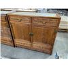 Image 1 : Asian Style Walnut Cabinet w/Marble inlayed top (47in x 20in x 43inH)
