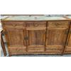 Image 1 : Asian Style Walnut Cabinet w/Marble inlayed top (63in x 18in x 43inH)