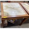 Image 1 : Asian Style Walnut Table w/ Marble inlayed top (3ft square x 31")