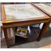 Image 2 : Asian Style Walnut Table w/ Marble inlayed top (3ft square x 31")