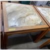 Image 1 : Asian Style Walnut Table w/ Marble inlayed top (3ft square x 31")