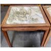 Image 1 : Asian Style Walnut Table w/ Marble inlayed top (3ft square x 31")