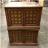 Image 1 : Set of 2 Mid century 2-door cabinets w/ misc accessories- approx 28 squared x 19 1/2" H