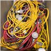 Image 2 : Bin of assorted light/extension cords & mid century GE window fan