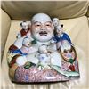 Image 2 : Rare Vintage Chinese Porcelain Fertility Buddha with 5 children - approx 11" height