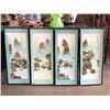 Image 1 : Set of 4 framed Chinese shell & oil painting art - approx 13" x 31 1/2"