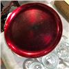 Image 2 : Group of assorted items - includes 9 clear drinking glasses & 6 Coca Cola round red plates