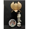 Image 1 : Group of 2 - includes hand painted porcelain statue & porcelain plate