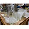 Image 3 : Table lot - x4 smoked glass light fixtures - x5 scalloped glass light fixtures - glass vase - glass 