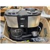Image 2 : Group lot - x1 BNIB digital window fan - box of misc house items including coffee maker, soap dispen