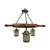 Image 1 : Vintage wooden ship wheel chandelier w/ 3 lights