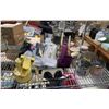 Image 1 : Shelf lot - Misc items including candles, light, power bar, lighters & candle holders
