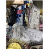 Image 3 : Shelf lot - Misc items including candles, light, power bar, lighters & candle holders