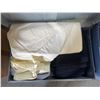 Image 3 : Group lot - 1 box w/ misc clothing - 1 metal bin w/ misc fabric - 1 plastic bin w/ misc clothing
