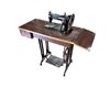 Image 1 : Singer Vintage Leather Sewing Machine w/ table & foot pedal