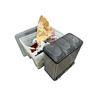 Image 1 : Group lot - Stainless & Black plastic 3 bin garbage can + Plastic bin w/ napkins, glasses, paper pla