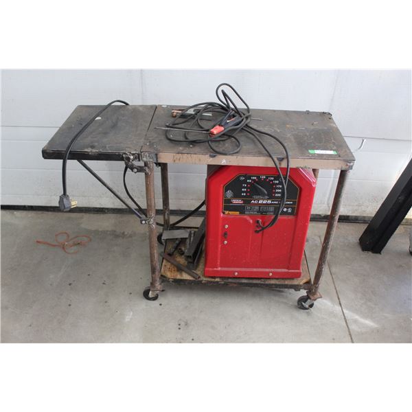 Lincoln Arc Welder AC 225 With Cables and Stand on Casters
