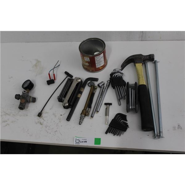 Claw Hammer, Allan Keys, Air Compressor Chuck, Valve Stem Wrench, Tread Wear Gauge, etc.