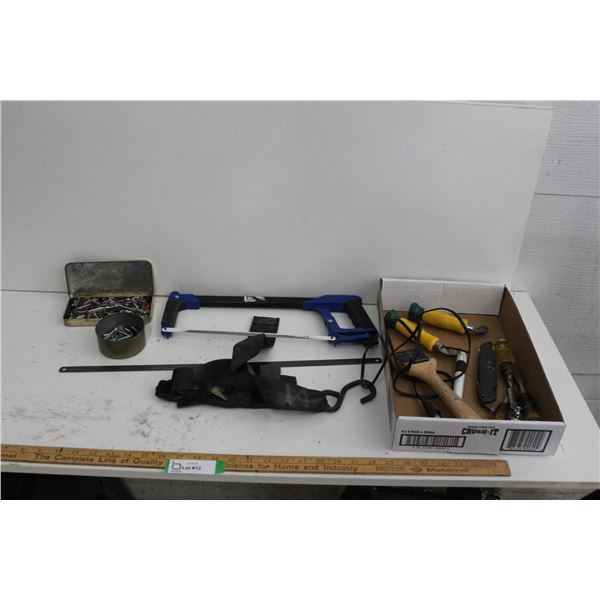 Hack Saw, Chisels, Paint Scraper, Utility Knife, Hardware, etc.