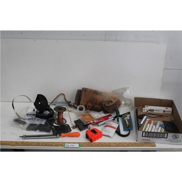 Springs, Carpenter Pencils, Knee Pads, Tape Measure, Connectors, etc.