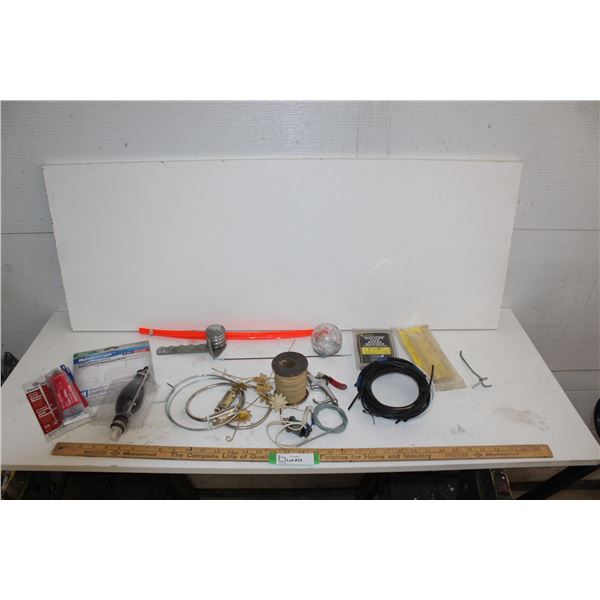 Safety Glasses, Muffler Tape, Stick-On Sanding Discs, Wire, String, Gasket Maker, etc.