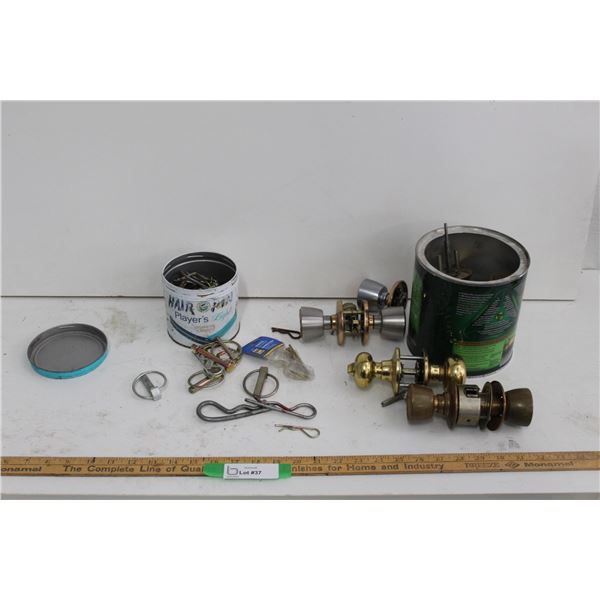 Cotter Pins, Lynch Pins, Assortment of Door Knobs & Hardware