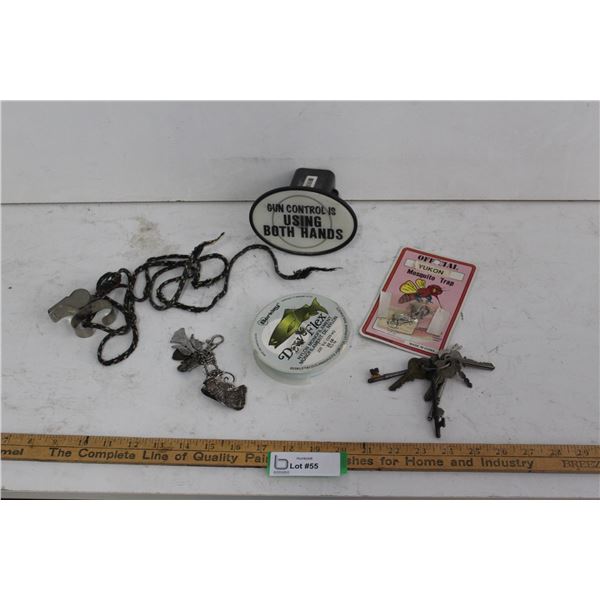 Bumper Hitch Insert, Skeleton Keys, Fishing Line, Referee Whistle, Mosquito Trap, Guardian Angel Cha
