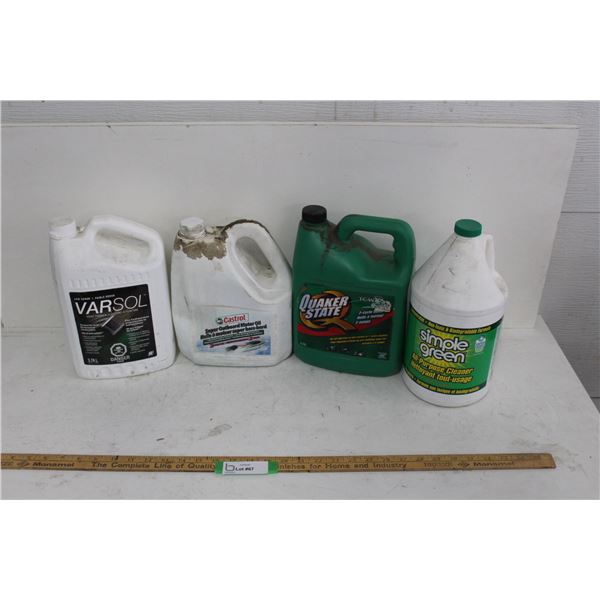 Paint Thinner, Outboard Motor Oil, Simple Green Cleaner, 2 Cycle Motor Oil