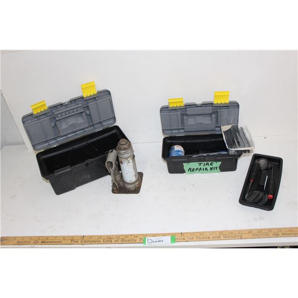 Tire Repair Kit, Hydraulic Jack (No Handle), Small Plastic Tool Box