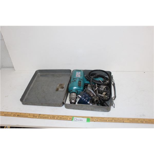 Makita 2 Speed Hammer Drill, Hole Saws, in Metal Case