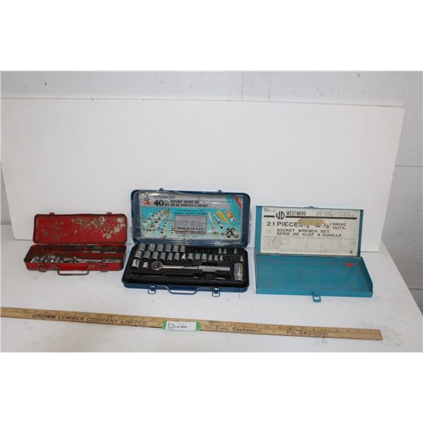 Superbrand Socket Set (Partial); Westward Case - Empty; Small Sockets in Red Case