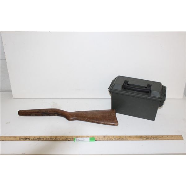 Wooden Rifle Stock, Ammo Box