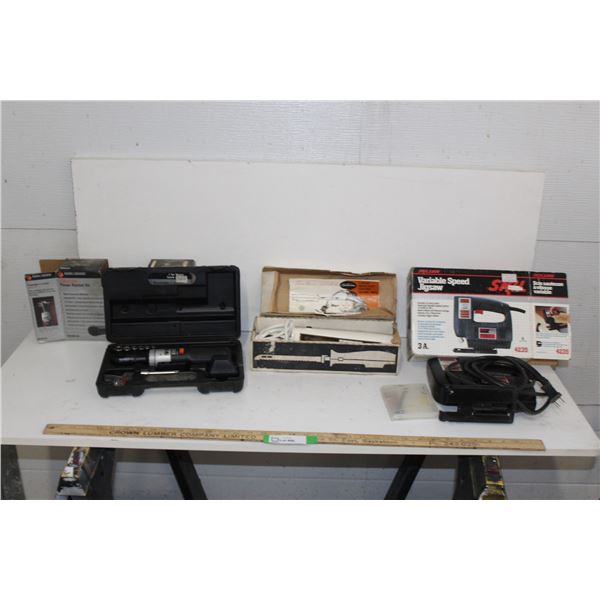 Black & Decker Cordless Power Ratchet Kit With Case, Skilsaw Variable Speed Jigsaw, Electric Knife