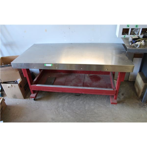 Stainless Steel Top Heavy Duty Table on Casters - 62" x 30" x 30"